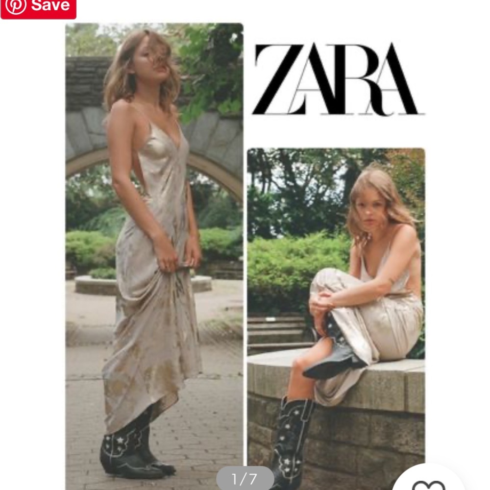 zara metallic slip dress